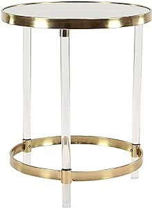 Deco 79 Acrylic Plastic Side End Accent Table End Table with Mirrored Top and Acrylic Legs, Side Table 19" x 19" x 23", Gold