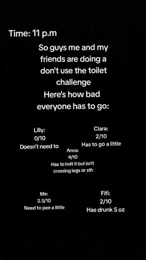 It's from yesterday so we already have done it (last video I had to pee so bad that I had tu use a bottle because I couldn't hold it any longer ik that's weird but I really had to go after 7 hrs of crossing legs and holding the pee)!next vid coming up after 10 min!!