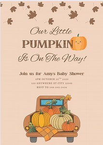 Our Little Pumpkin is on the Way Baby Shower Invitation - Etsy