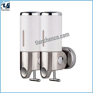 [Hot Item] Double Bottles Shampoo and Conditioner Dispenser Manual Soap Dispenser Wall Mounted for Hotel Home Bathrooms