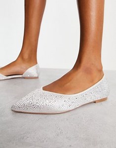 ASOS DESIGN Luscious pointed embellished ballet flats in ivory | ASOS
