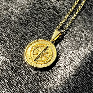 Gold Compass Pendant (inc. Necklace). - Etsy UK
