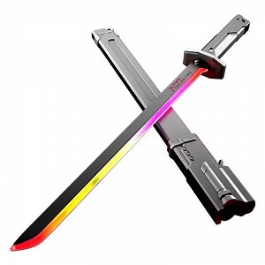 [Hot Item] Boys Birthday Gift Plastic Sparkblade Sword Toy Realistic Smoke Multicolor LED Light Sword with Sheath and Dazzling Spark Effect