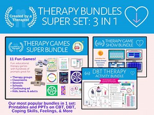 Therapy Game Bundle | Group Therapy Activities | CBT | DBT | SEL | Coping Skills | Counseling Activities | Kids, Adults & Teens | Telehealth - Etsy