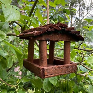 Hanging Wooden Bird Table Feeder Rustic Garden Wild Seed Feeder | eBay UK