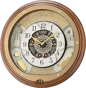 SEIKO QXM381BRH 18 Melodies in Motion Wall Clock, Gold Atlas