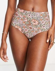 & Other Stories high waisted bikini bottoms in pink floral print | ASOS