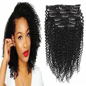 [Hot Item] Kinky Curly 100% Human Hair Clips in Hair Extension