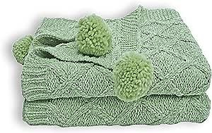 Chunky Knit Blanket Cozy Chenille Throws - Warm Soft Handmade Knitted Throw Blankets for Couch,Bed,Sofa,Chair,Boho Home Decor, 50×60 Inches, Sage