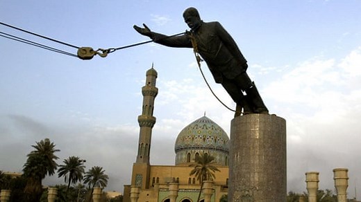 Saddam Hussein statue toppled in Bagdhad, April 2003 - video