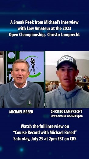 The Low Amateur @theopen joins me on Course Record today at 2:00 EST on @cbssports. Tune in for the full interview, a look at @harmanbrian putting stroke and a key move to fix your slice! @cbsgolf | Michael Breed