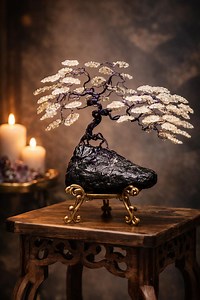 Draht-Bonsai-Skulptur - Kupferbaum, Onyxstein, Metallständer Harmonie-Symbol - Etsy.de