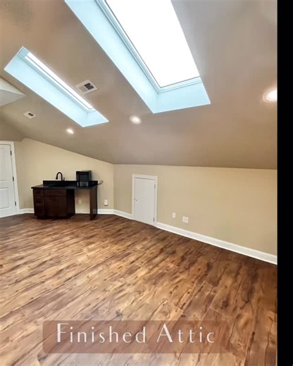 Finished Attic: Here is a job we completed in Wake Forest, NC. We converted a 853 SF 3rd Floor unfinished space into a beautiful space. This space went from Drab to Fab. What do you think? 🤔 If you or someone you know may need this in their life in 2025, grab the ☎️ and call for an appointment. We can design one for you too.😉 #Raleighremodel, #Caryremodel, #Durhamremodel, #Durhamconstruction, #Customhomedesigns, #Wakecountyremodels, #Kitchenremodels, #Bathroomrenovation, #ScreenedPorch, #Scree