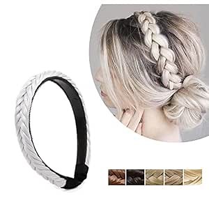 Wide Fishtail Braid Headband With Teeth Braided Headband Wide Plaited Braids Accessories Classic Chunky Fishtail Braided Hair Band Synthetic Girls And Women Beauty Accessory 45g Silver Grey