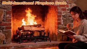 FEED GARDEN Fireplace Grate 24 inch Heavy Duty Fireplace Log Holder, 1/2" Solid Steel Bar Fire Pit Grate for Indoor Outdoor, Wood Stove Fireplace Accessories Wrought Iron Firewood Burning Rack