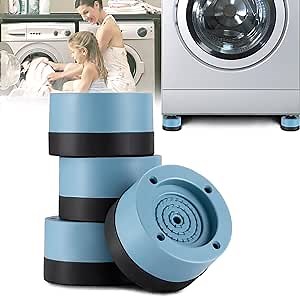 Anti Vibration Pads for Washing Machine, Washer and Dryer Pedestals, Laundry Pedestal, Washing Machine Support, Washing Machine Feet Stabilizer for Shock Damping, Noise Absorbing, Anti Walk And Slip