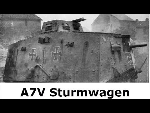 Soldat erklärt den A7V Sturmwagen / Panzer im 1. Weltkrieg