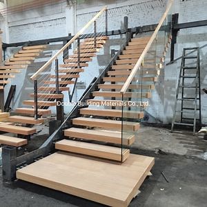 [Hot Item] Customized Interior Tempered Glass Invisible Stringer Floating Straight Staircase