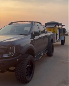 Camping in Style: The AvengerBox Style. Sunset at Jomtien Beach, Pattaya, Chonburi Province with AvengerBox (Off-Road) Mini Camper Trailer. This is a Yellow Fully Loaded Camper Trailer with lots of Extra Accessories which can get from AvengerBox: At the front of the Camper: 1). Alu Fridge Box. 2). Fridge Slide. 3). Engel 40L Portable Fridge/Freezer. 4). 100Amp AGM Deep Cycle Battery. At the Top of the Camper. 1). Flat Top Rack for the installation of a Roof Top Tent (Pop-Up Hard Shell Roof Top T