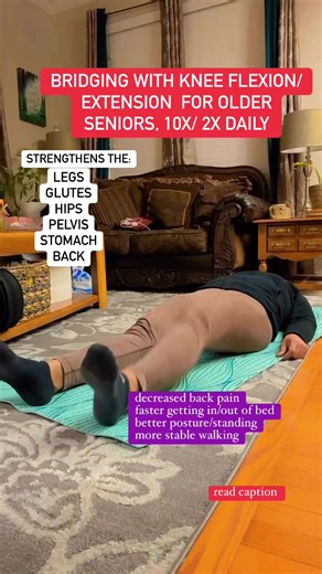 Why is bridging important for seniors/older adults? Bridging will strengthen and build your butt, get rid of pain and help to improve overall physical performance. Glute bridge is a great exercise you can do every day. #PhysicalTherapy #exercise #mobility #seniors #everyone #reels #backpain #share | Doc H.