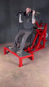 🚨BEST SQUAT MACHINE EVER🚨 (In Our Opinion) Our R.I.P Squat is similar to a V-Squat/Power Squat, Tru Squat, and Hack Squat. The main difference is our design keeps your torso vertical throughout the entire movement, taking loads of pressure off your lower back. (Similar to a Tru Squat) A V-Squat moves in an arcing motion, think of a clock going from 12 to 6. This imitates a regular squat movement, which pushes your butt back behind your heels and “folds you over” hinging at the hips, activating