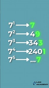 Care e ultima cifră a lui 7^2025? 😮 Truc rapid de matematică #lanacademy #maths #problemsolving