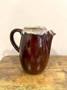 Vintage Brown Tea/coffee Pitcher, Pottery, Brown Drip Glaze - Etsy
