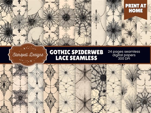 Gothic Lace Spiderweb Digital Paper: Seamless Halloween Patterns (digital Download) - Etsy