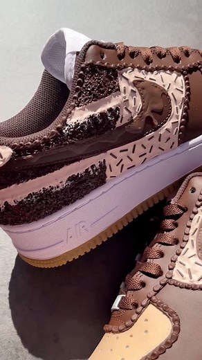 3.4K views · 72 reactions | There’s no such thing as too much chocolate!  These shoes were just too sweet to make! What other flavors do you think would look good? ❤️. #shoebakery #customshoes #shoeart #chocolate #airforce #airforceones #art #sneakerhead #sneakercrew #sneakers #custom #handpainted #sprinkles | Shoe Bakery | Facebook