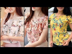 beautiful Floral cotton and chiffon loose tops - latest tunic tops for women