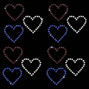 FINGERINSPIRE 12 Sheets Heart Rhinestone Iron on Transfer Glitter 3 Colors Heart Rhinestone Patches Hot Melt Rhinestone Patches Heart Pattern Iron on Patches for DIY Crafts Clothes Dress Decoration