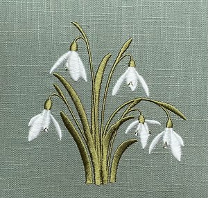 Snowdrop Embroidered Textile Art, Framed Green Linen Picture - Etsy UK