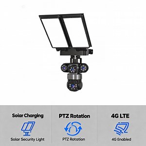 [Hot Item] V380 All-in-One 4G Solar Streetlight Security Camera Wireless CCTV Surveillance PTZ Camera with Battery for Outdoor Surveillance