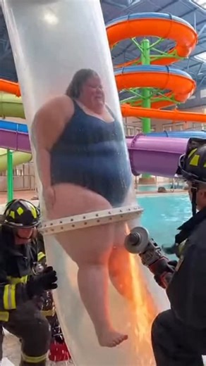 Woman gets stuck inside an indoor waterpark slide tube 😱 #waterslide #waterparkadventures #insidewaterpark | Sumogrowth Mayhem