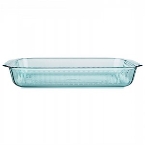 Pyrex Sculpted Tinted Glass 3QT Oblong Baking Dish, Aqua