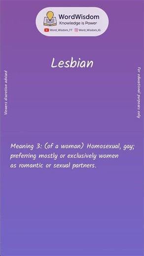 What does "Lesbian" mean? | English vocabulary shorts | #lesbian #wordwisdom
