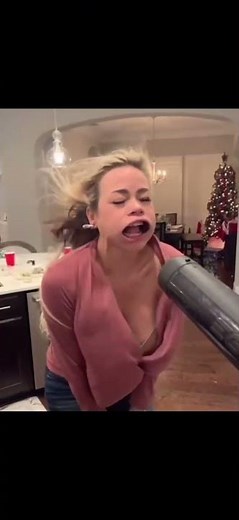 Leaf blower face girl