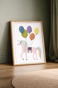 Einhorn mit Luftballons, Kinderzimmer Dekor, Kinderzimmer Dekor - Etsy.de