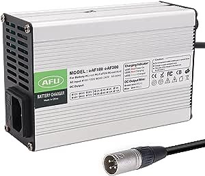 24V 8A Charger 27.6V Lead Acid Battery Charger for Lead Acid AGM Gel VRLA OPZV Battery DC 3pin XLR Plug