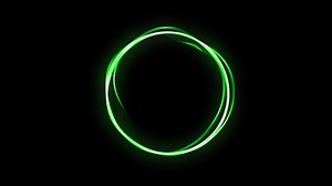 Neon soundwave or spectrum in glowing circle with colorfull and black background