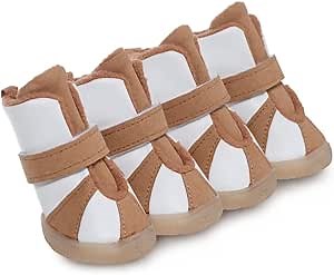 Hdwk&Hped Dog Winter Boots Small Dog Booties for Snow with Warm Fleece Lining Waterproof PU Vamp Non-Slip Rubber Sole (#3)