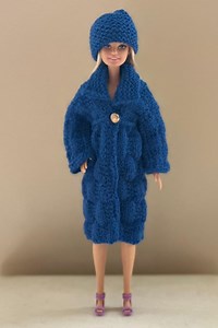 Barbie Hand Knitted Coat With Hat - Cobalt - Etsy