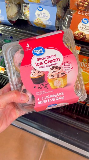 have you tried these ice cream filled cupcakes at @walmart? #walmartfinds #walmartgrocery #walmartbrand #walmartdeals #groceryfinds #foodfinds #greatvalue #greatvaluebrand #icecream #icecreamcake #cupcakes #birthdaycake #strawberrycake #chocolatecake #summerfood #vanillacake #filledcake #frozenfood #foodreels #morganchomps | Morgan Chomps