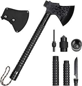 Camping Survival Axe, Multitool Camping Hatchet with Hammer Folding Tactical Hatchet Survival Tools for Hiking, Backpacking, Emergency, Hunting, Outdoor
