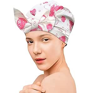Luxury Shower Cap for Women- Along With Dual Fitting Mechanism (Elastic Band Plus Velcro Tab) Reusable, Waterproof, Fashionable (Pink color)
