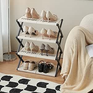 Ondaum Folding Space-Saving Shoe Rack - Stylish, Compact, and Dorm-Friendly