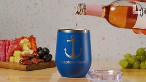 LaserGram Double Wall Stainless Steel Wine Glass Tumbler, Western Pleasure Horse, Personalized Engraving Included (Navy Blue)