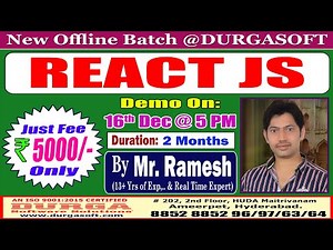 REACT JS Offline Training @ DURGASOFT