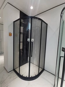 [Hot Item] Matt Black Aluminum Shower Room Shower Enclosure with Return Panel Shower Cabin Tempered Glass Door