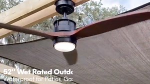 EKIZNSN 42 Inch Wet Rated Outdoor Ceiling Fan with Lights for Patios Waterproof Outdoor and Indoor use, DC Motor w 3 Reversible Walnut Wood Blades